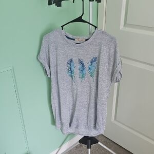 Womens Gray Feather Print Women's Tank Top